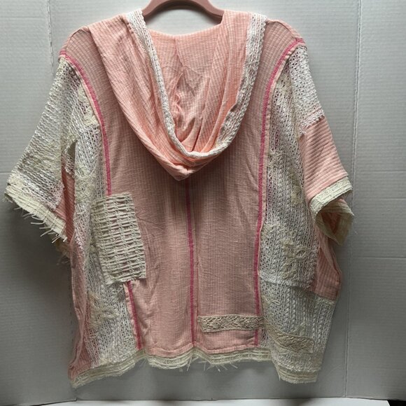 #1395-POL V-NECK RIBBED TOP HOODED LIGHTWEIGHT BLUSH PINK Can fit up to… - Picture 8 of 8